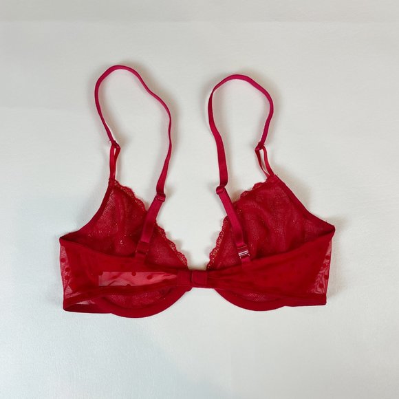 NWOT Victoria's Secret Bra 34C Unlined Demi Red Gold Metallic - Picture 3 of 7